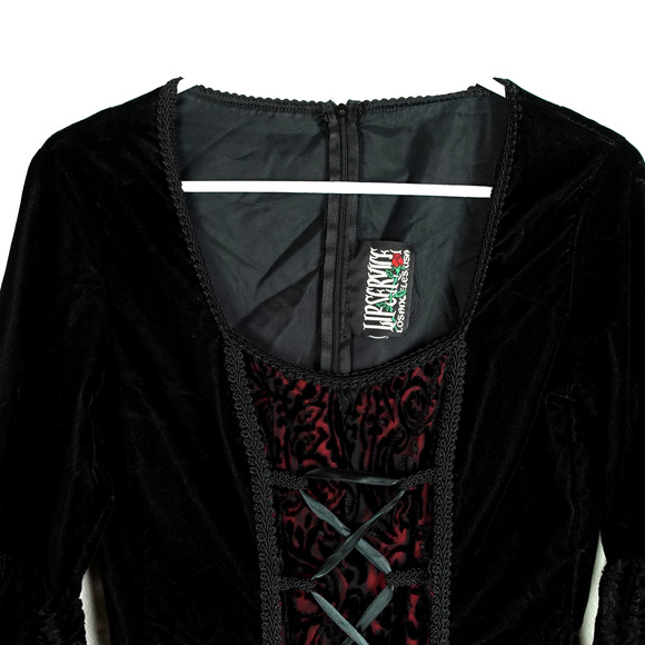 Lip Service Dress Womens SZ S Corset Bell Sleeve Punk Gothic Whimsigoth Witchy - Picture 4 of 14